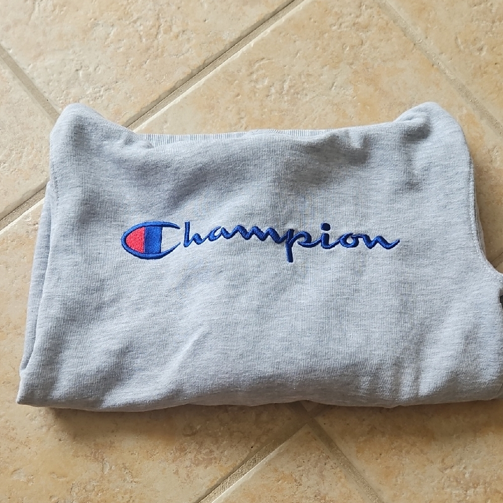 Boys Champion Light Gray Pullover with Blue and Red Logo